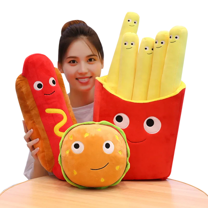 Plush Fries Burger Popcorn Food Stuffed Toy 25-70cm