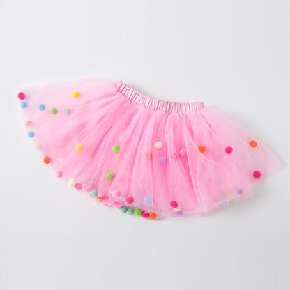 Girls Tutu Pom Pom Skirt (Age 3M-9YRS)