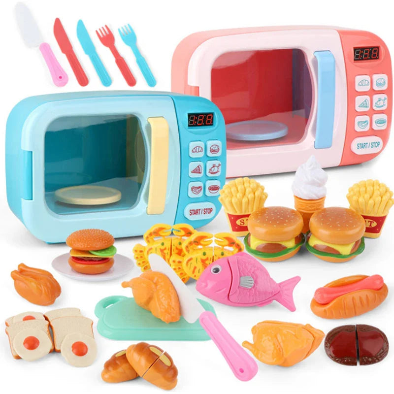 Kid's Kitchen Toys Simulation Microwave Oven Pretend Play