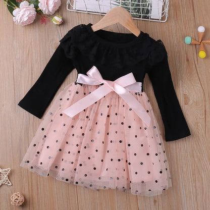 Girls Long Sleeve Lace Collar Dress (Age 24M-6YRS)