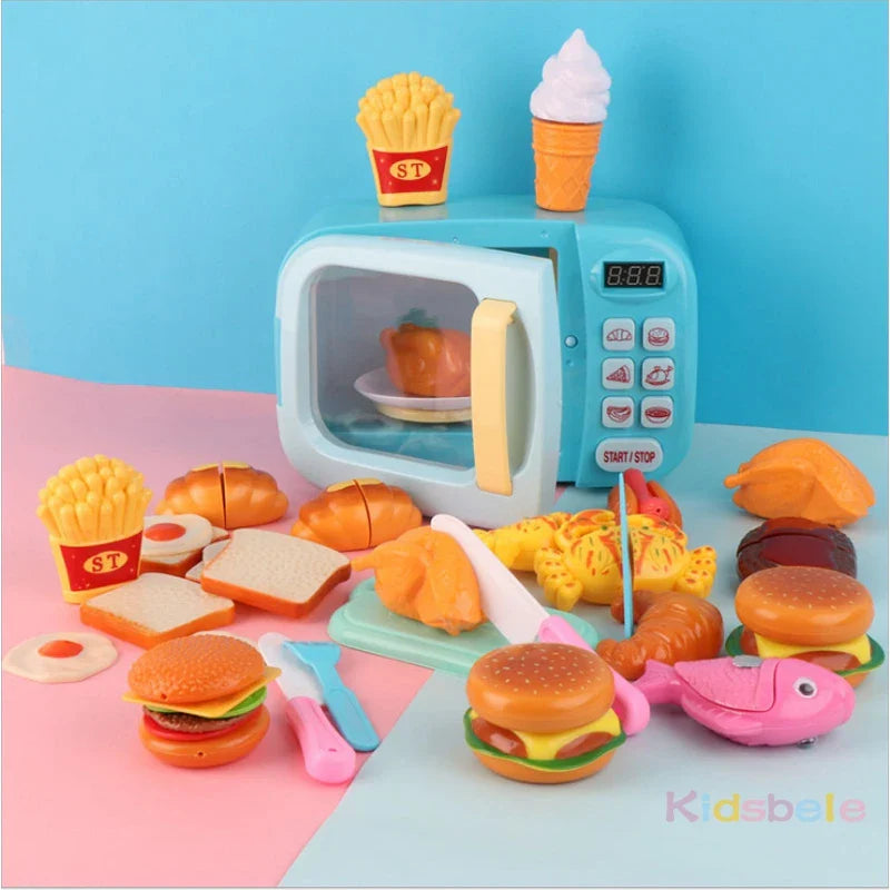 Kid's Kitchen Toys Simulation Microwave Oven Pretend Play