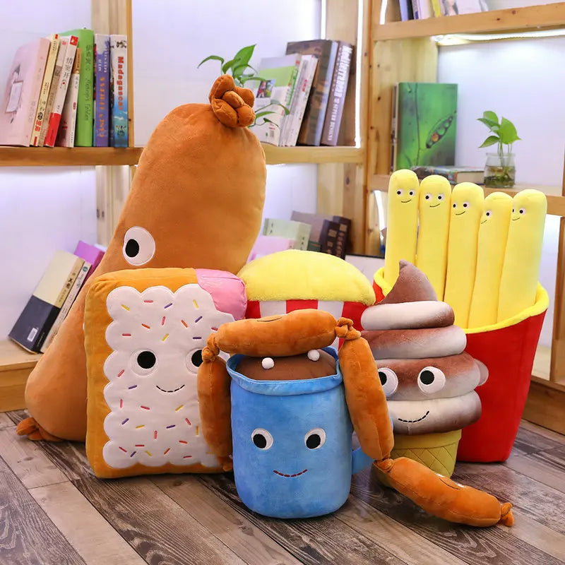 Plush Fries Burger Popcorn Food Stuffed Toy 25-70cm