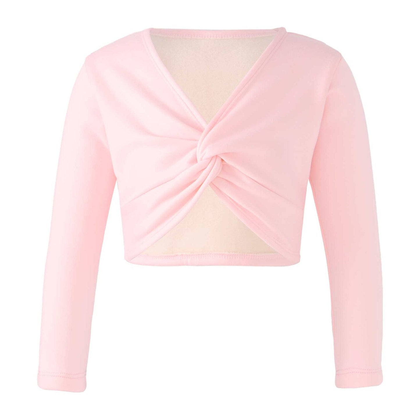 Girls Long Sleeve Wrap Crop Top (Age 5-16YRS) Pink