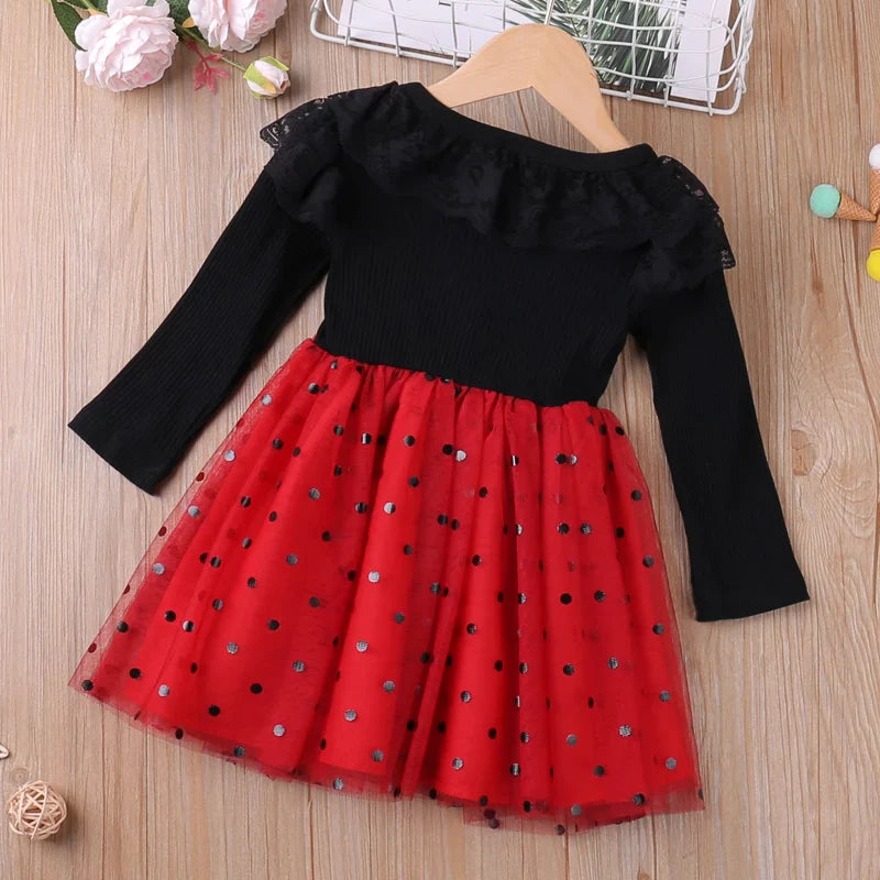 Girls Long Sleeve Lace Collar Dress (Age 24M-6YRS)