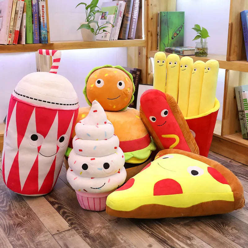 Plush Fries Burger Popcorn Food Stuffed Toy 25-70cm