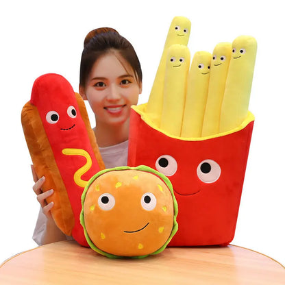 Plush Fries Burger Popcorn Food Stuffed Toy 25-70cm