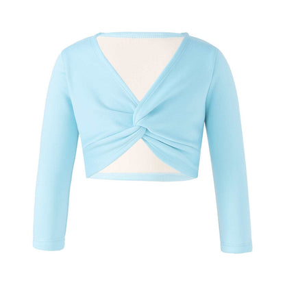 Girls Long Sleeve Wrap Crop Top (Age 5-16YRS) Light Blue