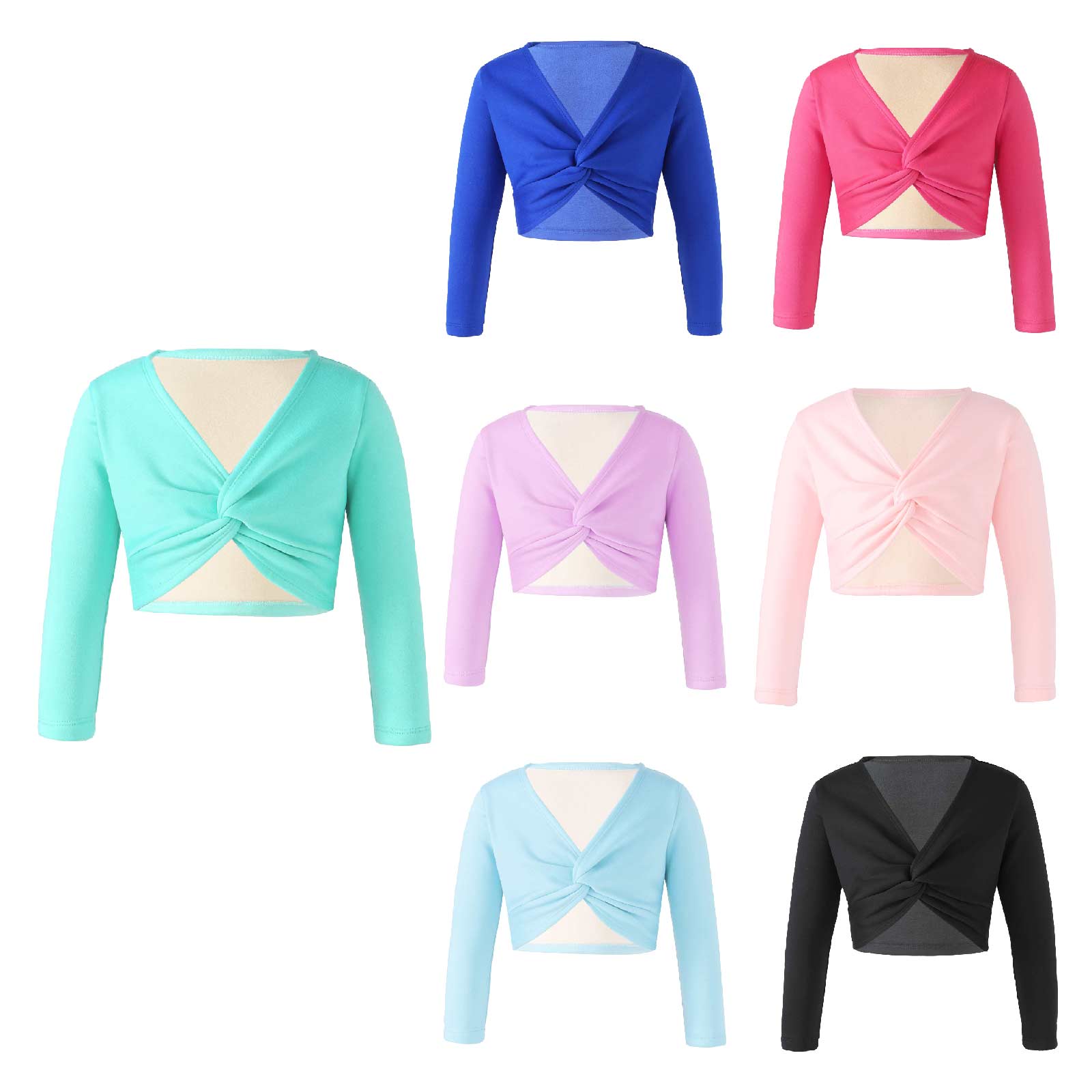 Girls Long Sleeve Wrap Crop Top (Age 5-16YRS)