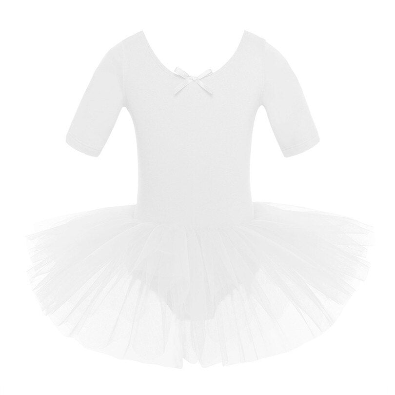 Girls Ballet Dance Tutu Leotard (Age 24M-14YRS) White