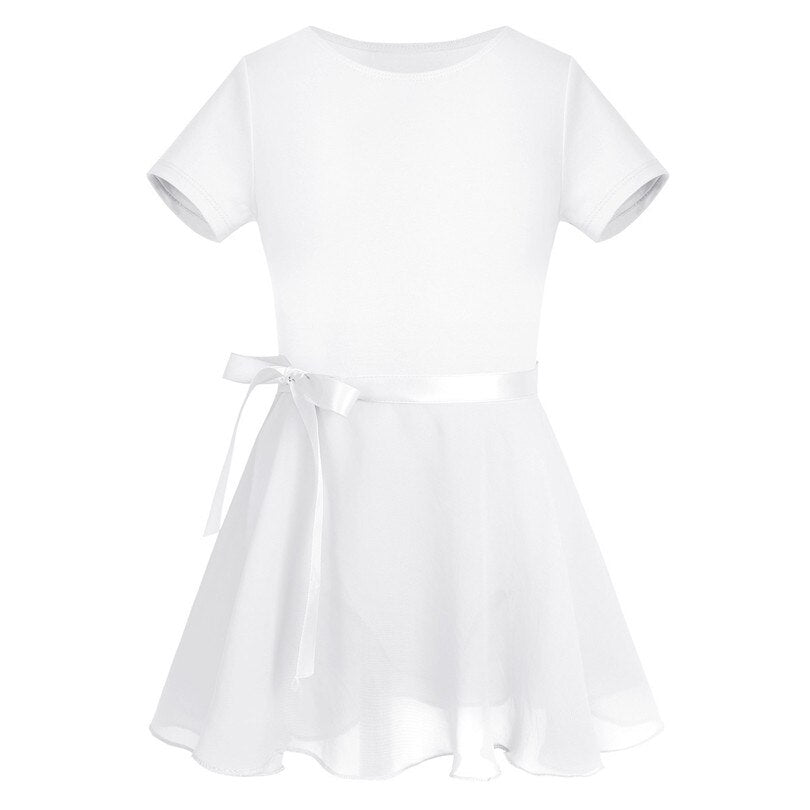 Girls Ribbon Leotard Dress (Age 24M-12YRS) White