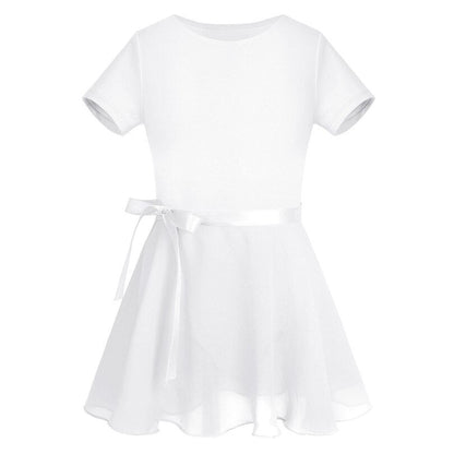 Girls Ribbon Leotard Dress (Age 24M-12YRS) White