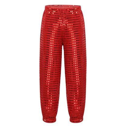 Kids Sequin Wide Leg Trousers (Age 4-10YRS) Red