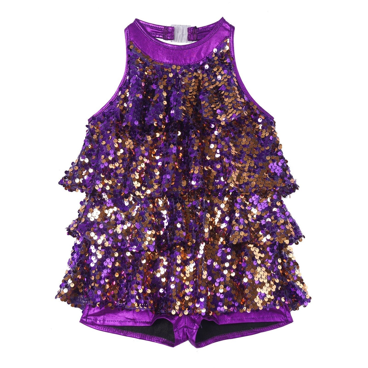 Girls Sequin Unitard Playsuit (Age 6-14 YRS) Purple