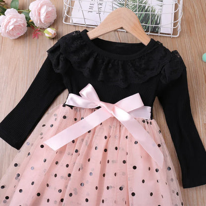 Girls Long Sleeve Lace Collar Dress (Age 24M-6YRS)