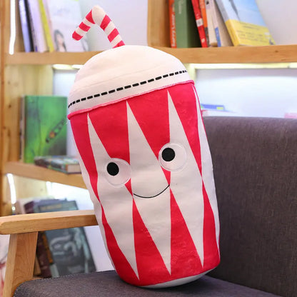 Plush Fries Burger Popcorn Food Stuffed Toy 25-70cm