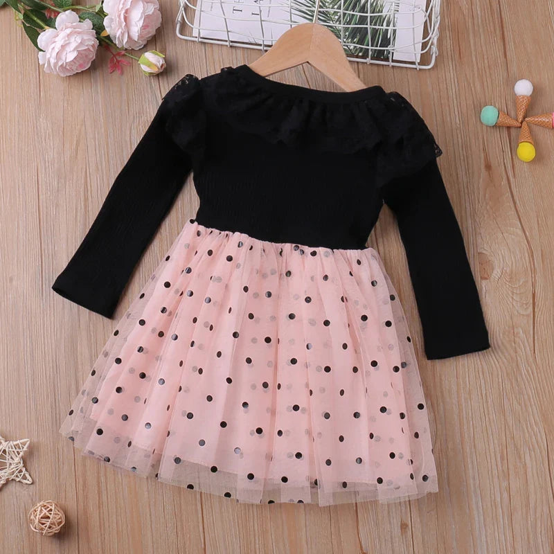 Girls Long Sleeve Lace Collar Dress (Age 24M-6YRS)