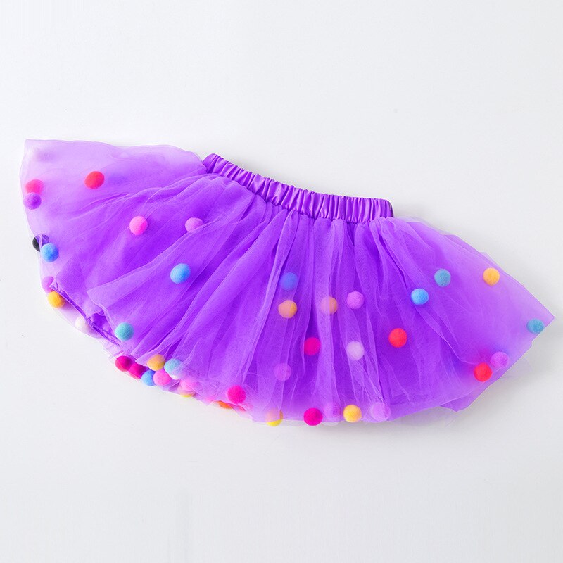 Girls Tutu Pom Pom Skirt (Age 3M-9YRS) Purple