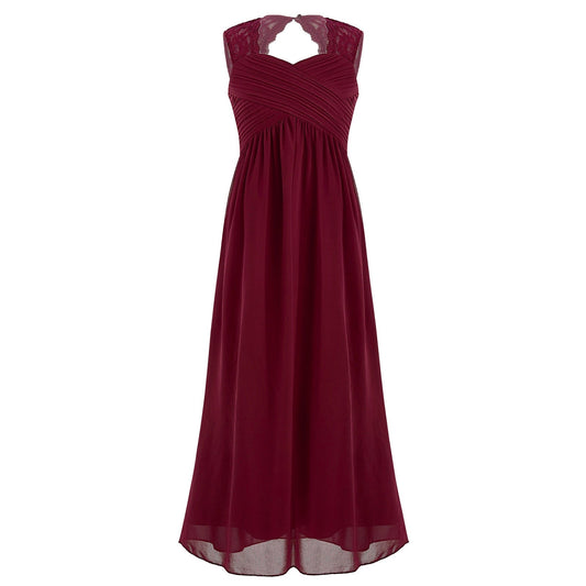 Girls Floaty Chiffon Maxi Dress (Age 4-14 Years) Burgundy