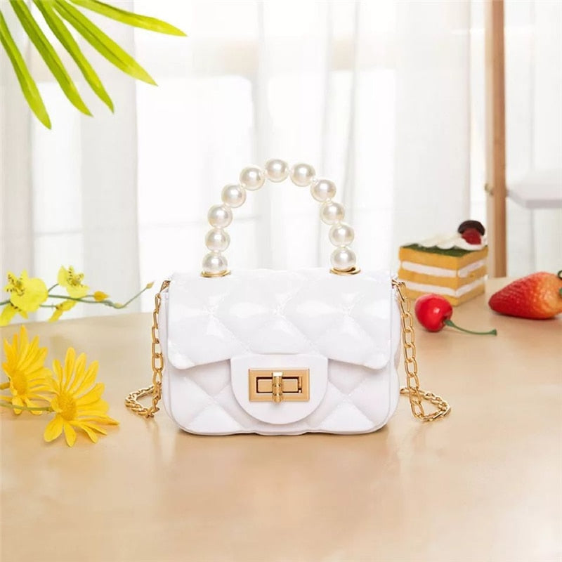 Kids PVC Jelly Purse Handbag White