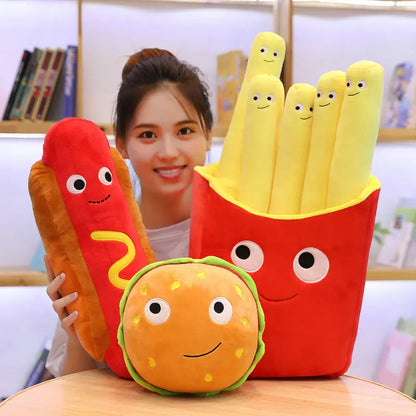 Plush Fries Burger Popcorn Food Stuffed Toy 25-70cm