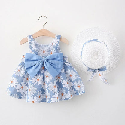 Girls Daisy Dress & Matching Hat (Age 9M - 3YRS)