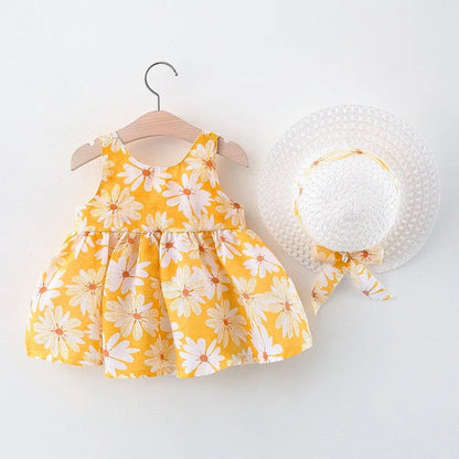 Girls Daisy Dress & Matching Hat (Age 9M - 3YRS)