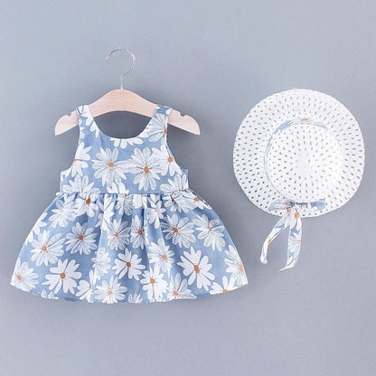 Girls Daisy Dress & Matching Hat (Age 9M - 3YRS)