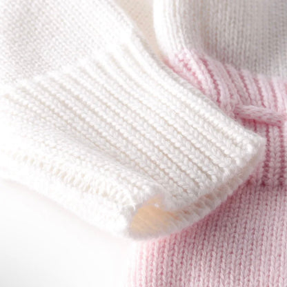 Baby Girls White & Pink Knitted Romper (Age 3M-24M)