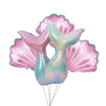 Mermaid Party Aluminium Balloons - 5 Pack