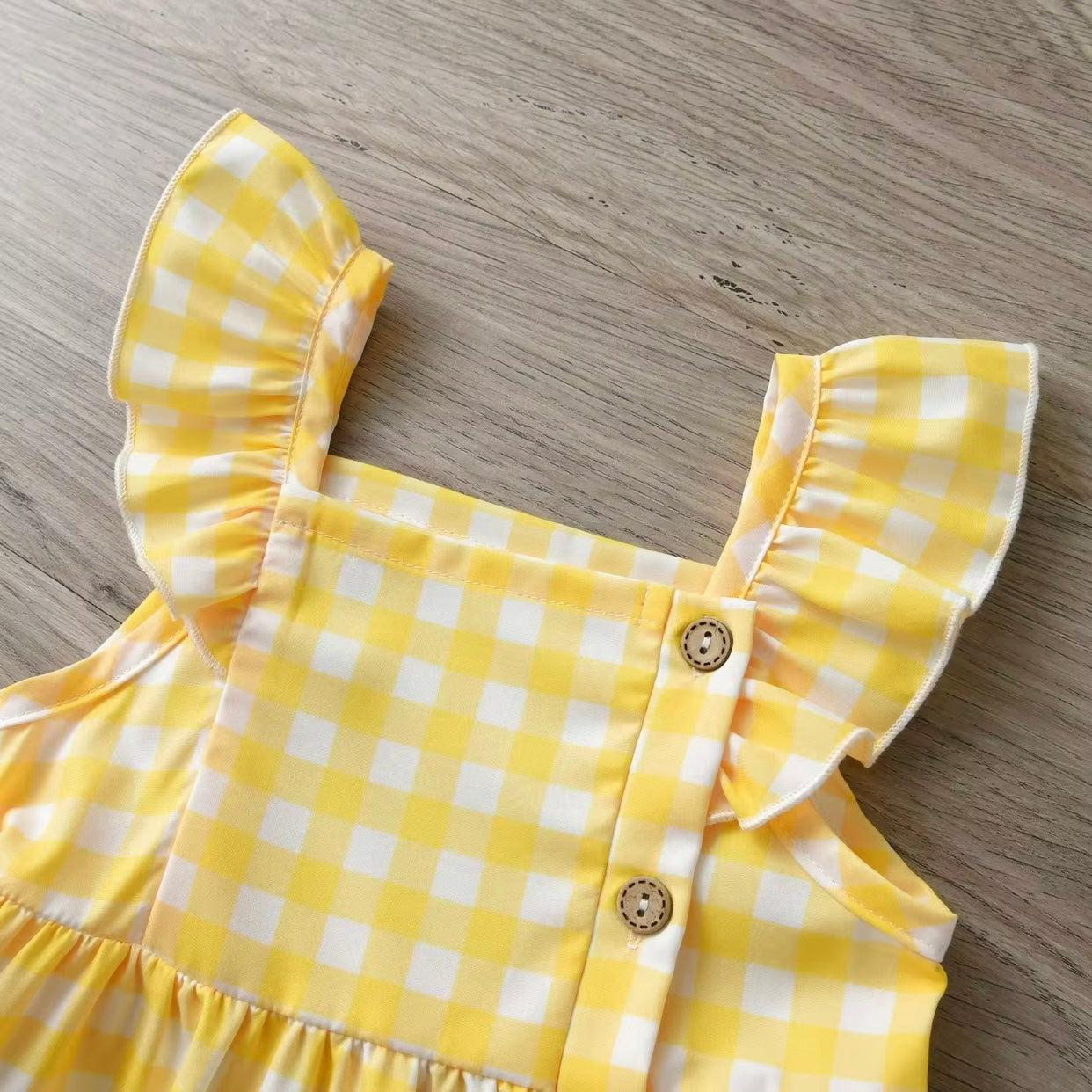 Baby Girls Yellow Checked Dress (Age 3M-9M)