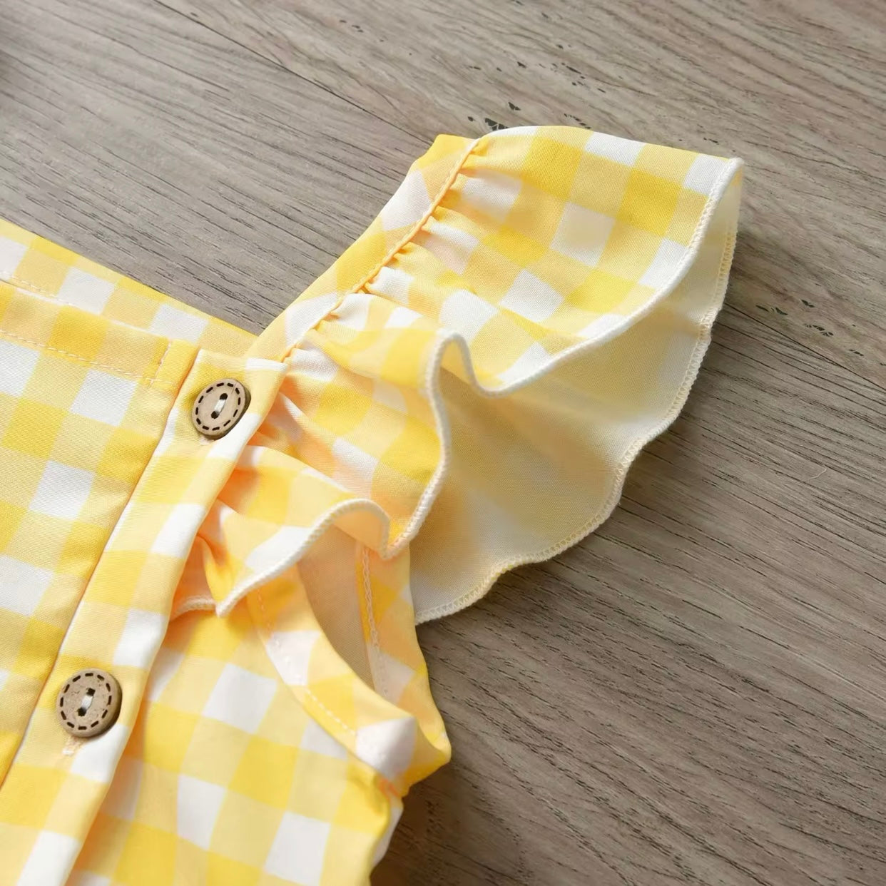 Baby Girls Yellow Checked Dress (Age 3M-9M)