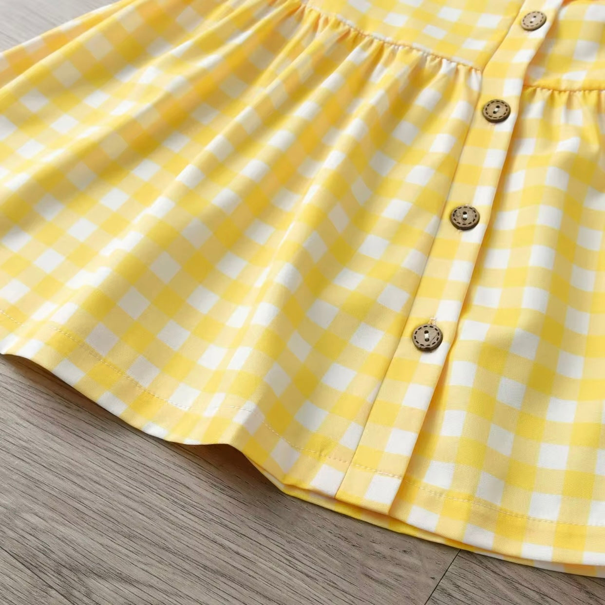 Baby Girls Yellow Checked Dress (Age 3M-9M)