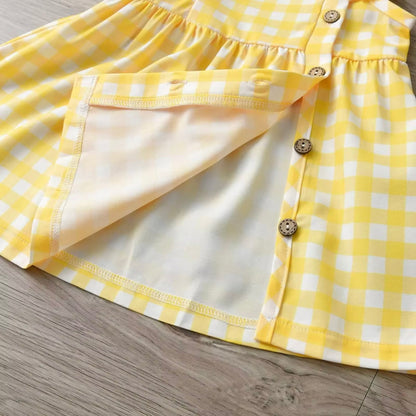 Baby Girls Yellow Checked Dress (Age 3M-9M)