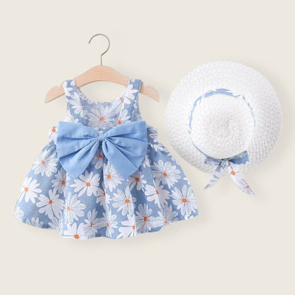 Girls Daisy Dress & Matching Hat (Age 9M - 3YRS)