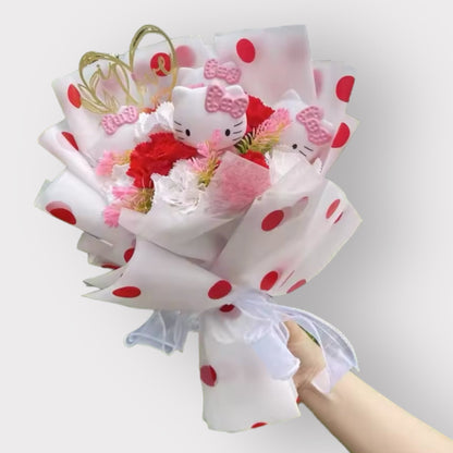 Stuffed Miss Kitty Plush Gift Flower Bouquet Plush