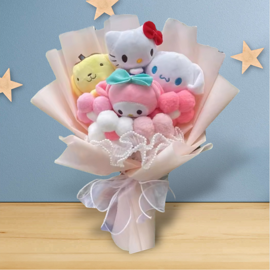 Stuffed Miss Kitty Plush Gift Flower Bouquet