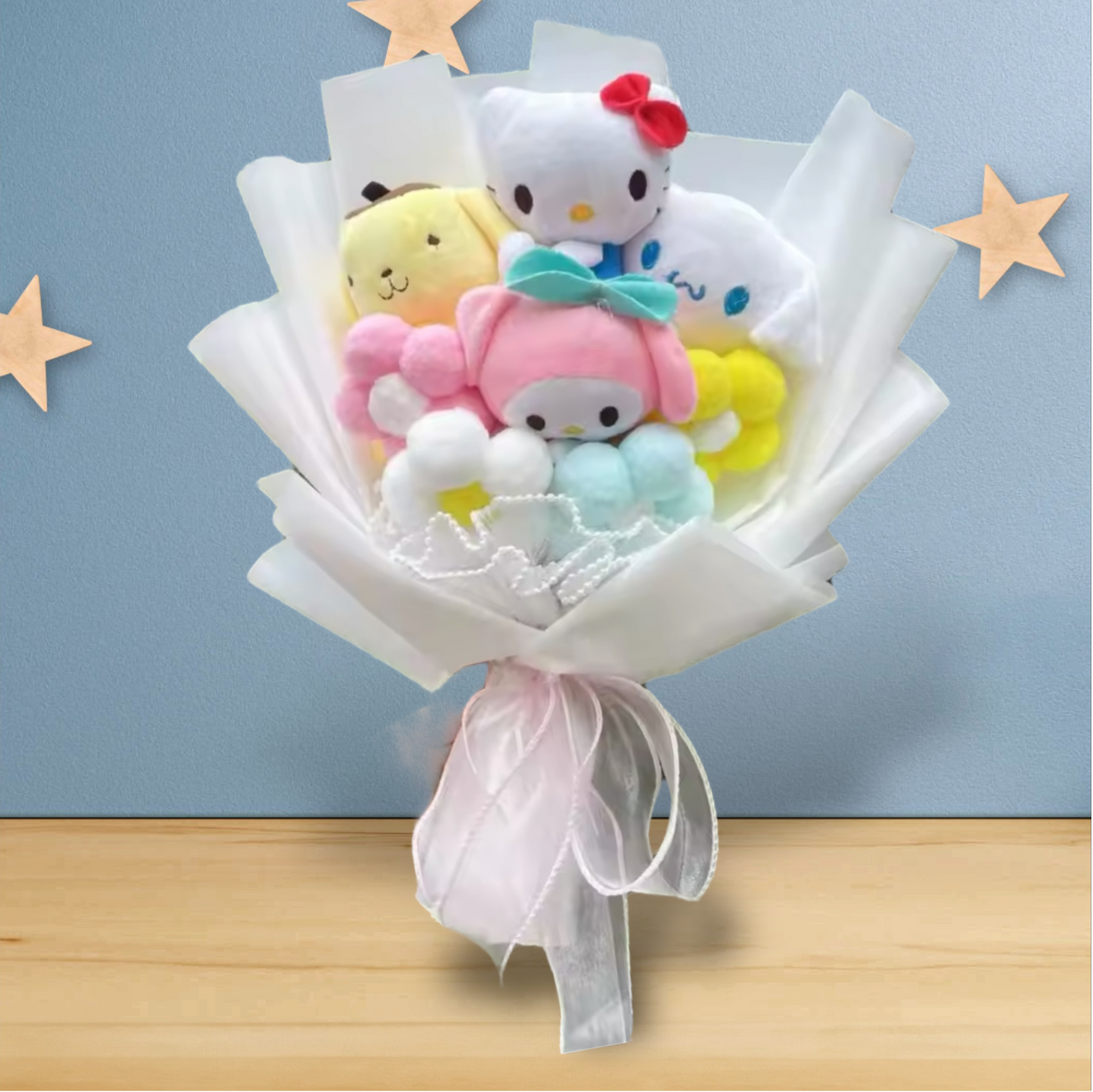 Stuffed Miss Kitty Plush Gift Flower Bouquet