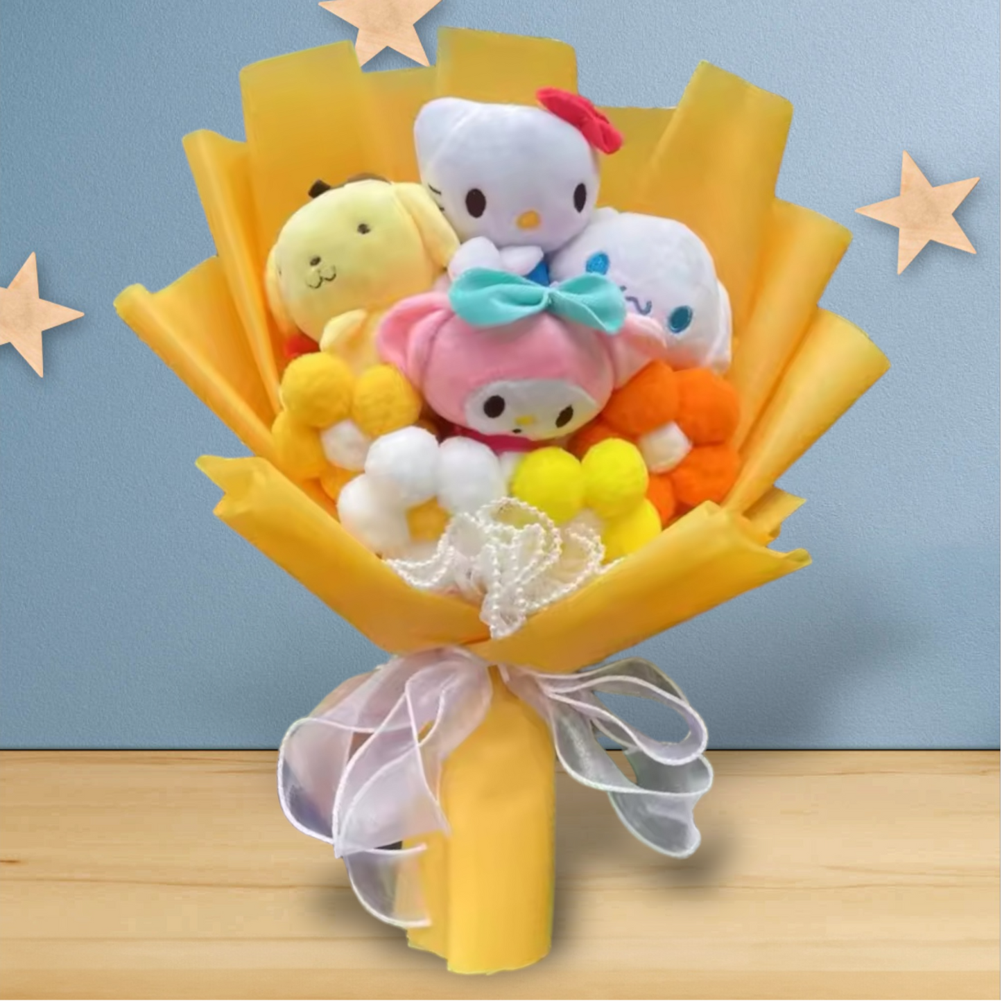 Stuffed Miss Kitty Plush Gift Flower Bouquet