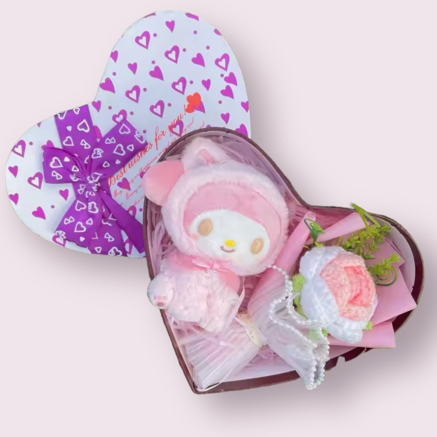 Miss Kitty Plush Doll Heart Shape Gift Box