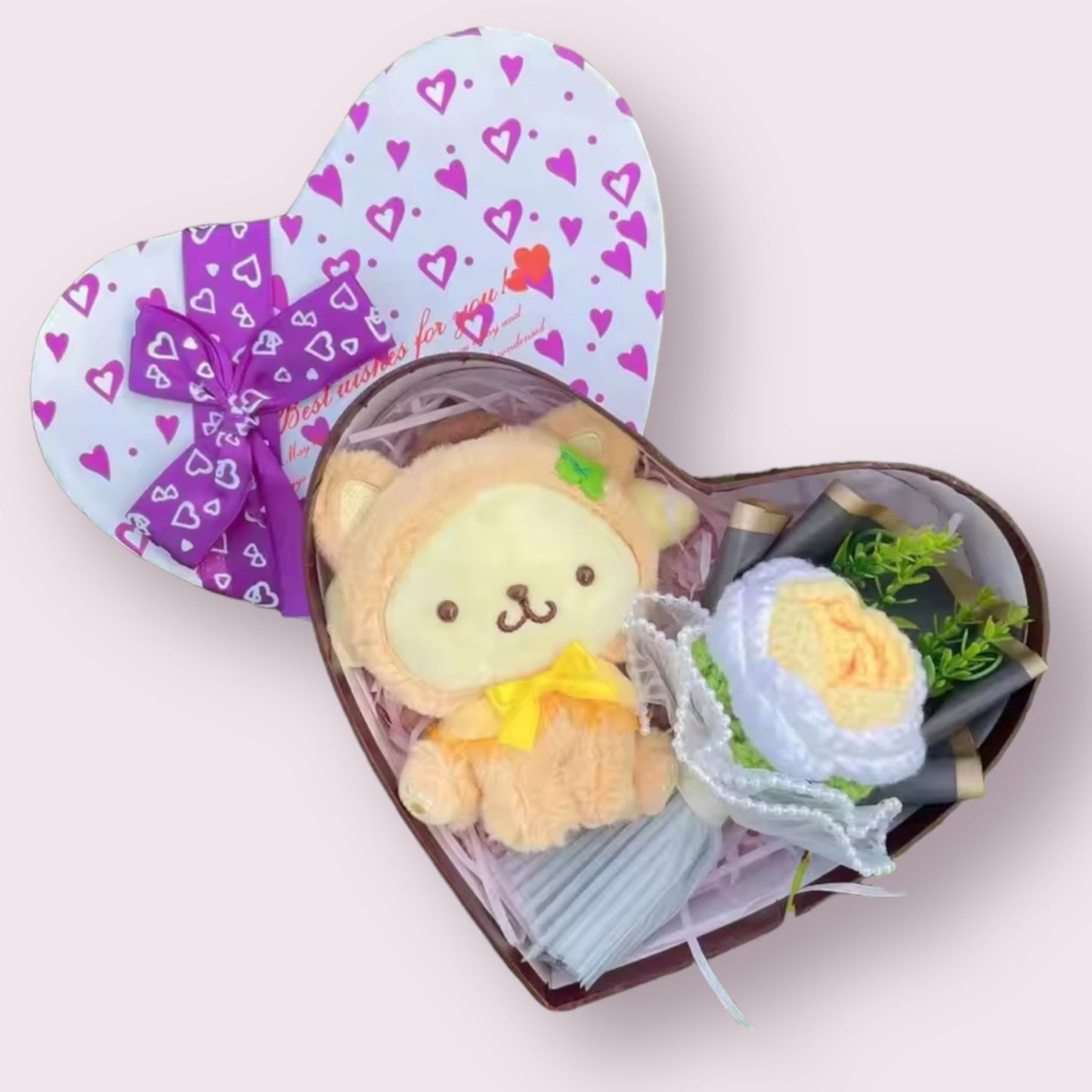 Miss Kitty Plush Doll Heart Shape Gift Box