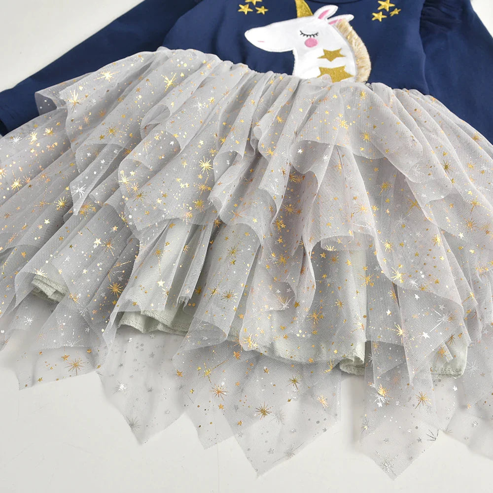 Girls Unicorn Layered Tulle Dress (Age 3-7YRS)