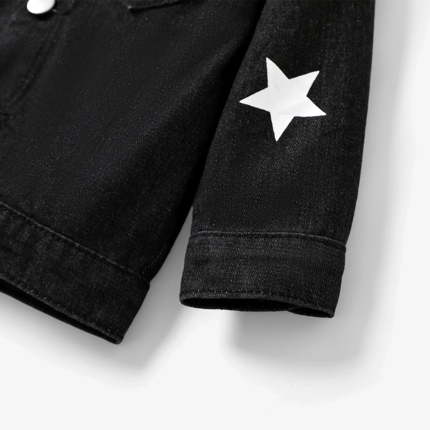 Boys Black Star Print Denim Jacket (Age 24M-12YRS)