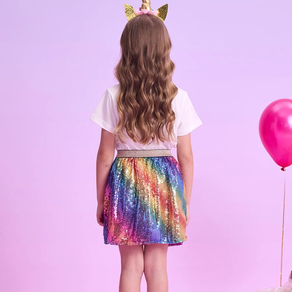 Girls Rainbow Sequin Skirt (Age 3-10YRS)