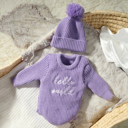 Baby Hello World Knitted Romper With Matching Hat (Age Newborn - 1 Month)