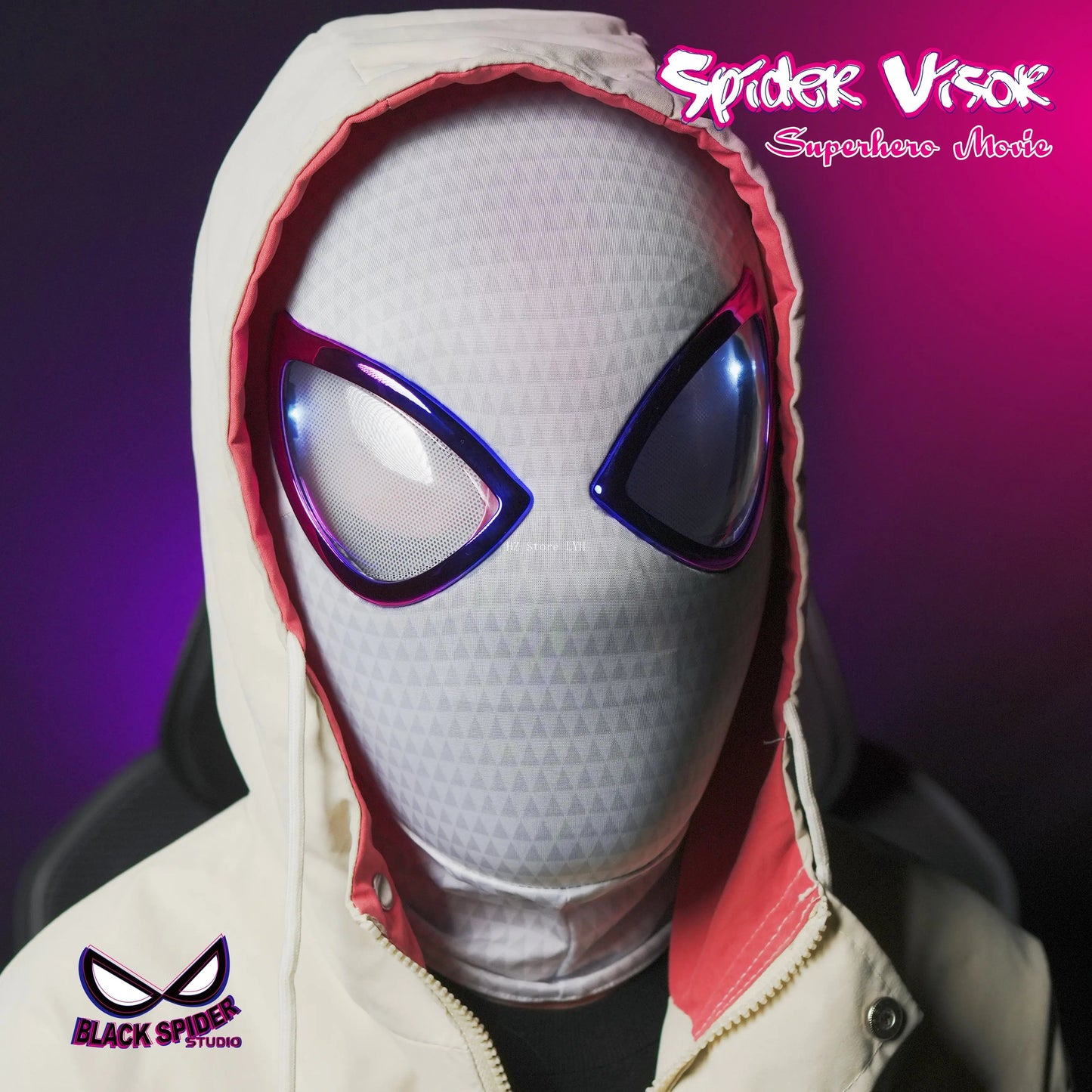 Marvel 1:1 Miles Morales Mask with Movable Eyes Electronic Gwen Spider-Man Helmet Ring Control Toy