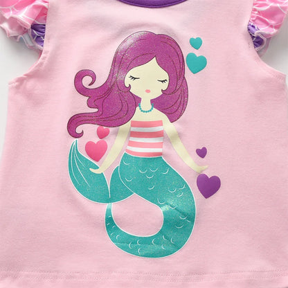 Girls Mermaid Shorts & T-Shirt Set (Age 3-12YRS)