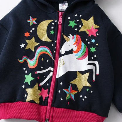 Girl Navy Unicorn Hooded Sweatshirt & Trousers Tracksuit (Age 3-12YRS)