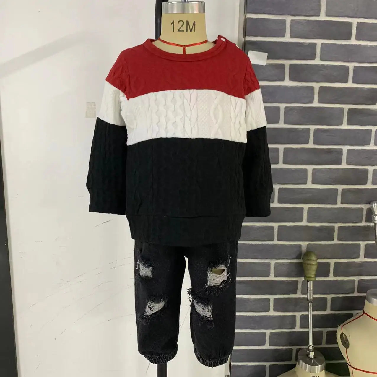 Baby Boys Jumper & Ripped Jeans Set (Age 3M-24M)