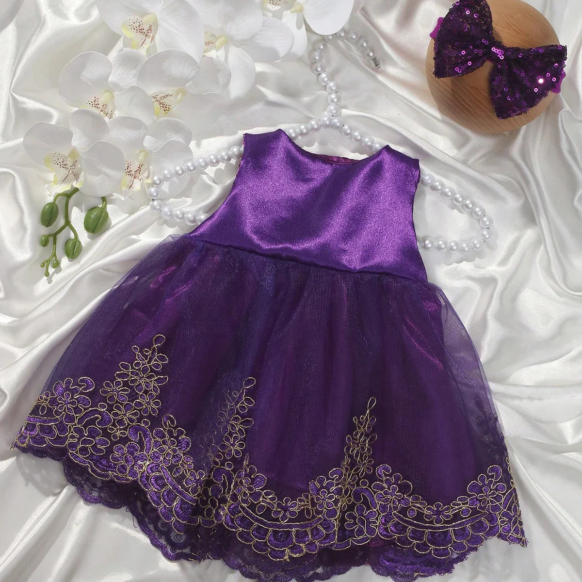 Newborn Baby Girl Photography Sequin Dress & Headband Set (Age Newborn - 3M)