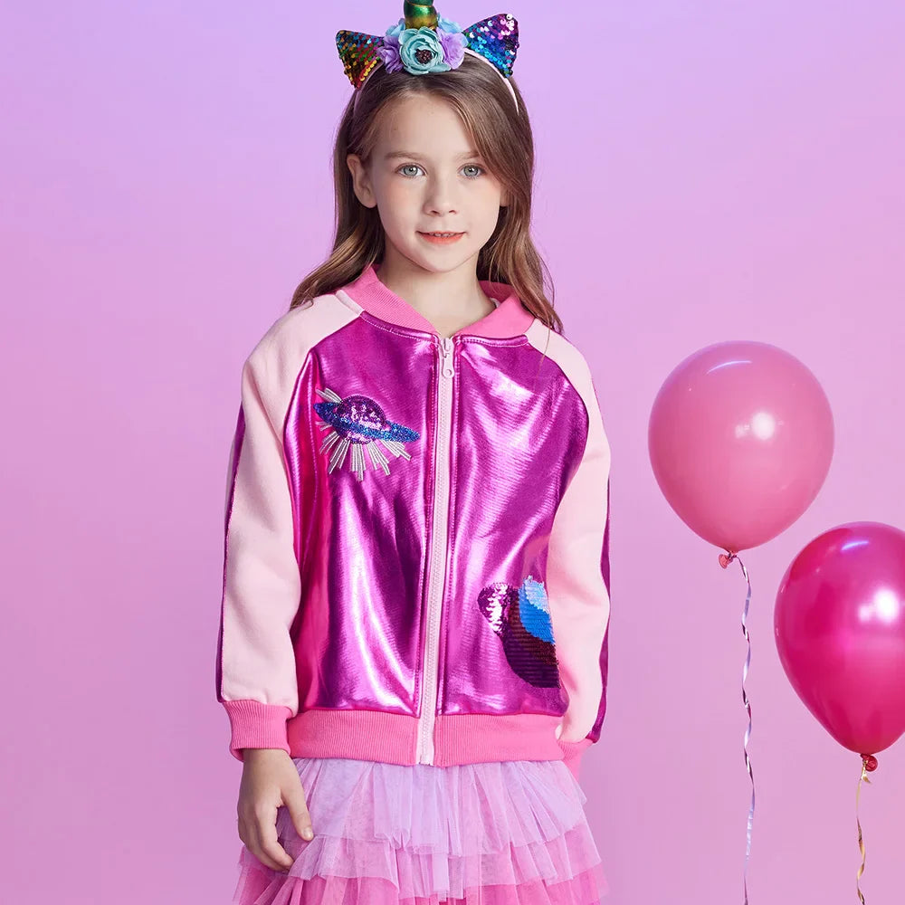 Girl Pink Sequin Zip Up Jacket (Age 3-12YRS)